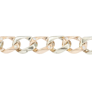 14k Two Tone Diamond Cuban Bracelet 0.82 ctw